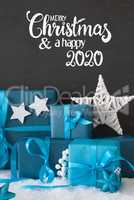 Turquois Gift, Snow, Merry Christmas And A Happy 2020, Star