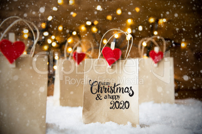 Christmas Shopping Bag, Snow, Snowflakes, Merry Christmas And Happy 2020