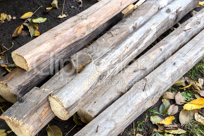 Old used wooden planks after renovation of the premises