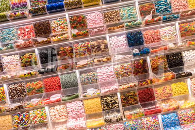Self service display with many candies