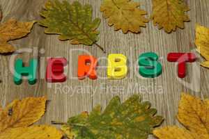 AUTUMN - The word is laid out of multi-colored plastic letters