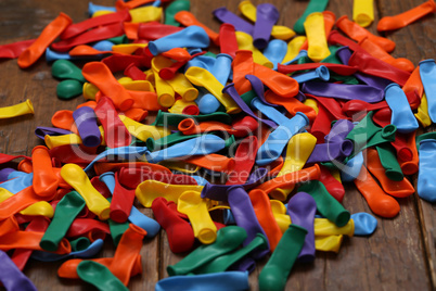 Balloons. Colorful balloons lie on the table.