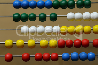 Children's colorful abacus for counting with multi-colored wooden beads