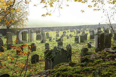 Old Jewish cemetery in Germany on an autumn day