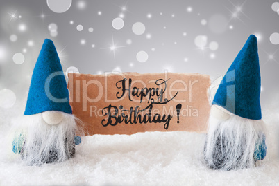 Santa Claus, Blue Hat, Happy Birthday, Gray Background