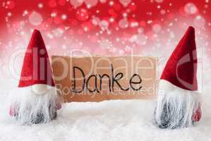 Santa Claus, Red Hat, Danke Means Thank You, Red Background