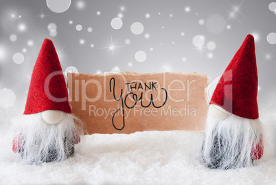 Santa Claus, Red Hat, Thank You, Gray Background