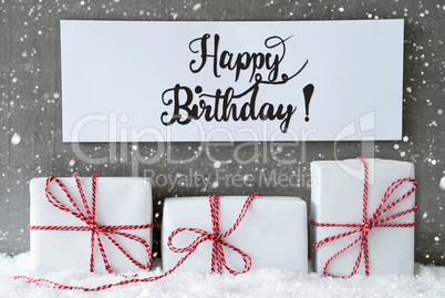 Three Gifts, Sign, Snow, Happy Birthday, Snowflakes