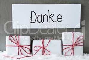 Three Gifts, Sign, Snow, Danke Means Thank You