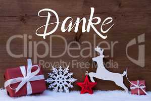 Gift, Deer, Snowflake, Snow, Ball, Danke Means Thank You