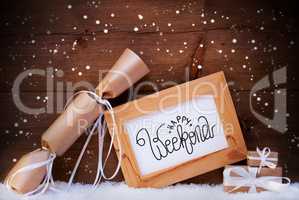 Frame, Gift, Snow, Snowflakes, Calligraphy Happy Weekend