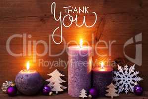Purple Candle, Christmas Decoration, Calligraphy Thank You