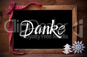 Chalkboard, Christmas Decoration, Tree, Danke Means Thank You