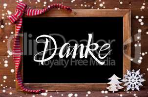 Chalkboard, Christmas Decoration, Snowflakes, Danke Means Thank You