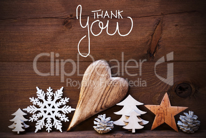 Wooden Christmas Decoration, Heart, Calligraphy Thank You