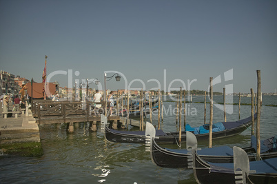 Landscape of the Venetian lagoon with gondolas