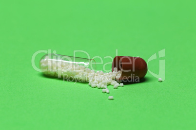 Hard-shelled capsules, which contain dry, powdered ingredients or miniature pellets