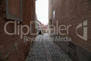 Narrow streets in the old town of Rothenburg ob der Tauber
