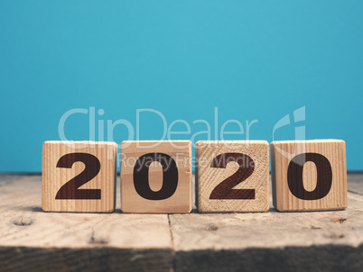 The Year 2020 on wooden blocks
