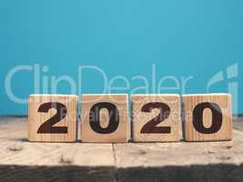 The Year 2020 on wooden blocks