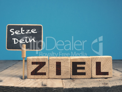 German words Set your Goal on wooden blocks