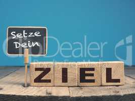 German words Set your Goal on wooden blocks