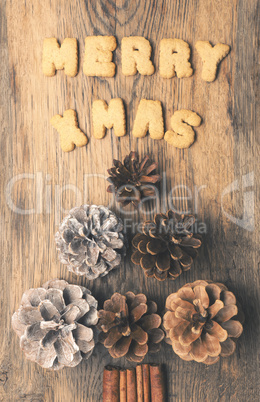 Merry X-Mas with pine cones