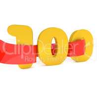 Golden 100 with a red ribbon