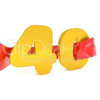 Golden 40 with a red ribbon