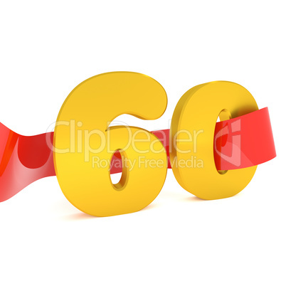 Golden 60 with a red ribbon