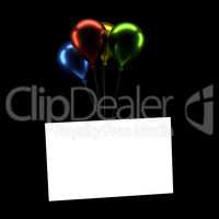 Colorful balloons with a blank card