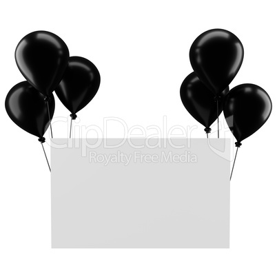 Black balloons with a blank card