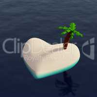 Heart shaped tropical island