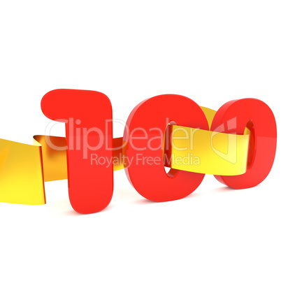 Red 100 with a golden ribbon