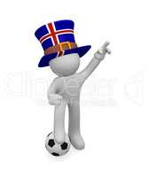 Icelandic soccer fan with soccer ball