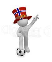 Norwegian soccer fan with soccer ball