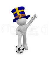 Swedish soccer fan with soccer ball