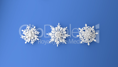 Modern Christmas background with snowflakes on blue