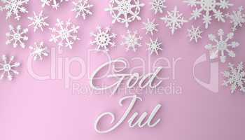 Scandinavian Christmas background with snowflakes on pink