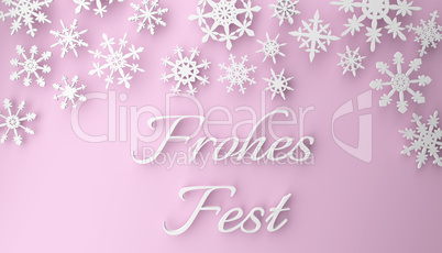 Modern Christmas background with snowflakes on pink