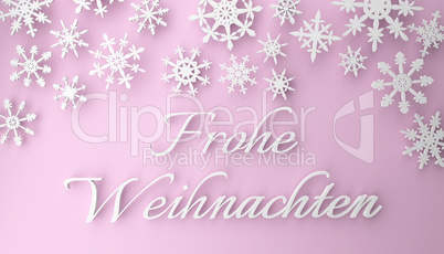 Modern Christmas background with snowflakes on pink