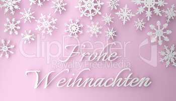 Modern Christmas background with snowflakes on pink