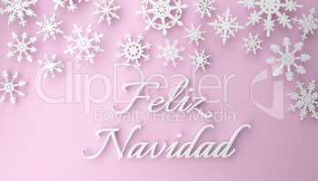 Spanish Christmas Feliz Navidad with snowflakes on pink