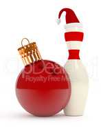 Christmas bowling 3d concept