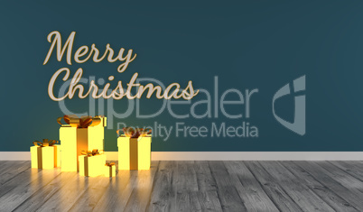 Merry Christmas with glowing gift boxes