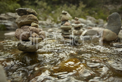 Stack of rocks in the middle of the water