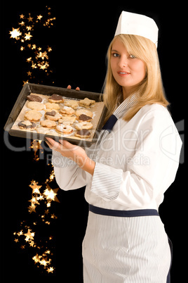 Bäckerin mit Weihnachtsplätzchen