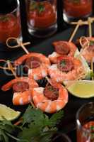 Appetizer shrimp with chorizo sausage