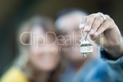 Mixed Race Couple Holding New House Keys