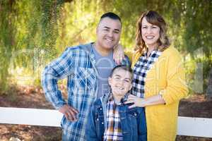 Mixed Race Family Portrait Outdoors